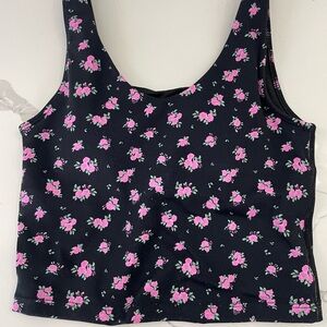 GB Girls Black and Pink Floral Tank Top